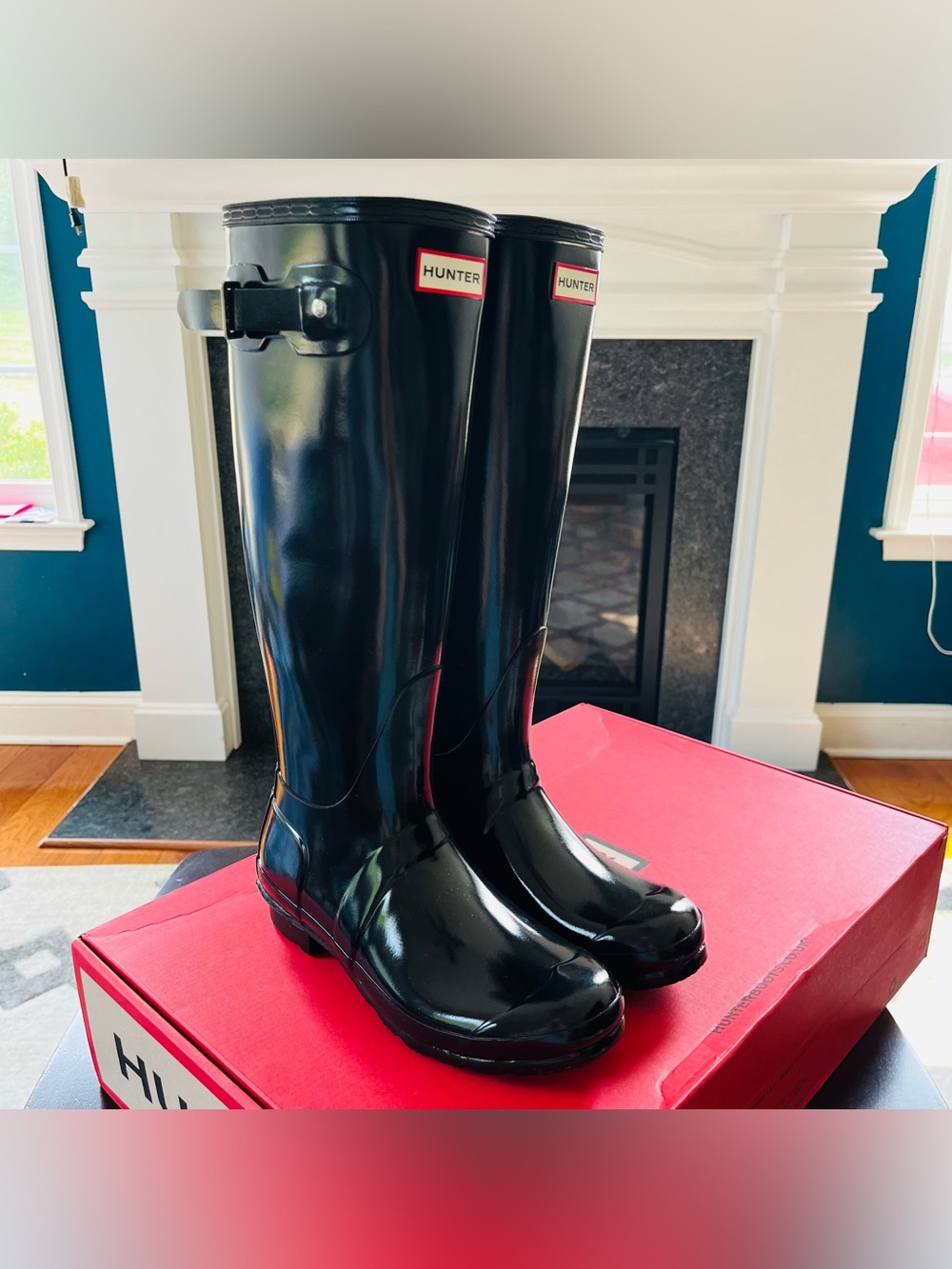 Hunter Original Tall Gloss Rain Boots Black 7 WFT1000RGL